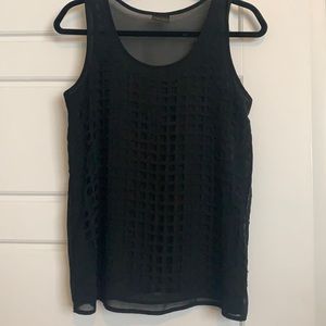 Black tank with boxed texture front.